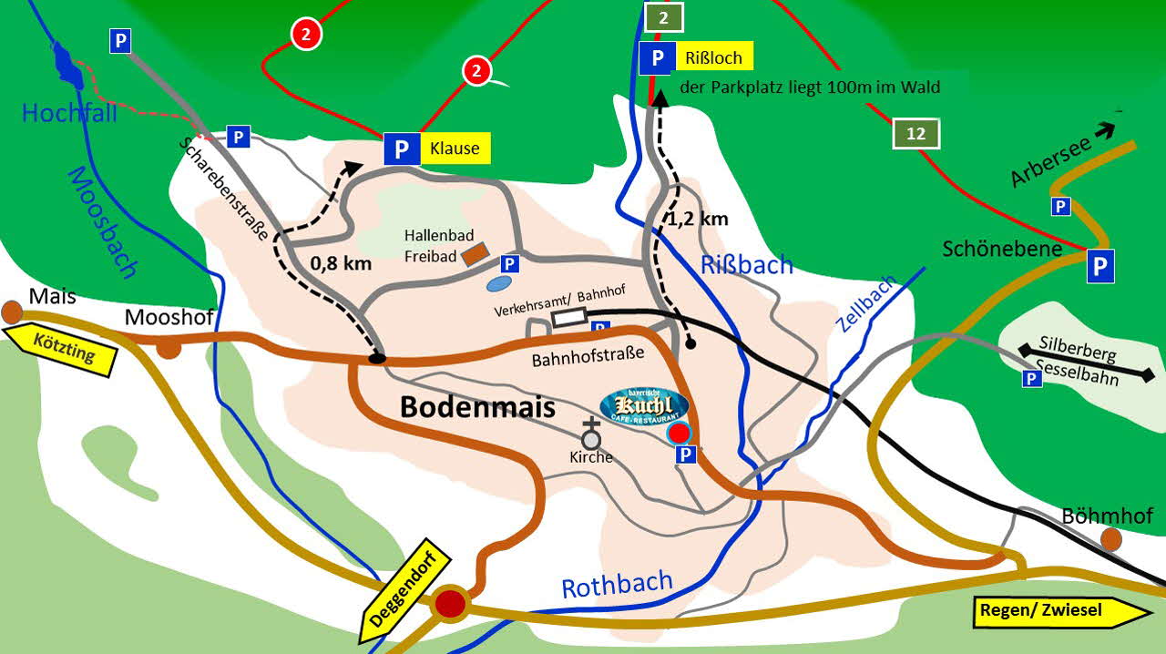 Bodenmais Anfahrt Wasserfälle Karte